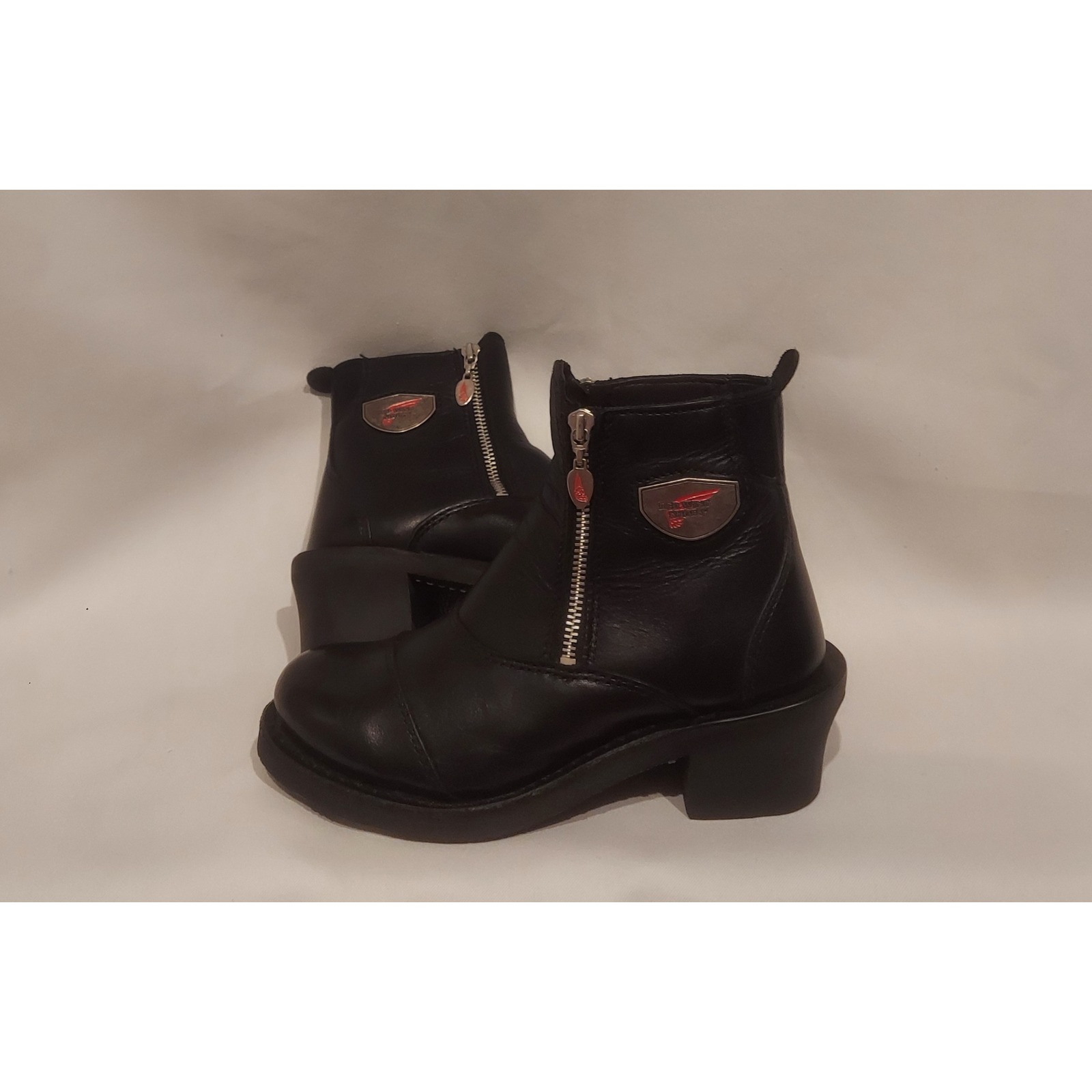 Red Wing Womens Black Leather Double Zip Motorcycle Biker Boots Size 6